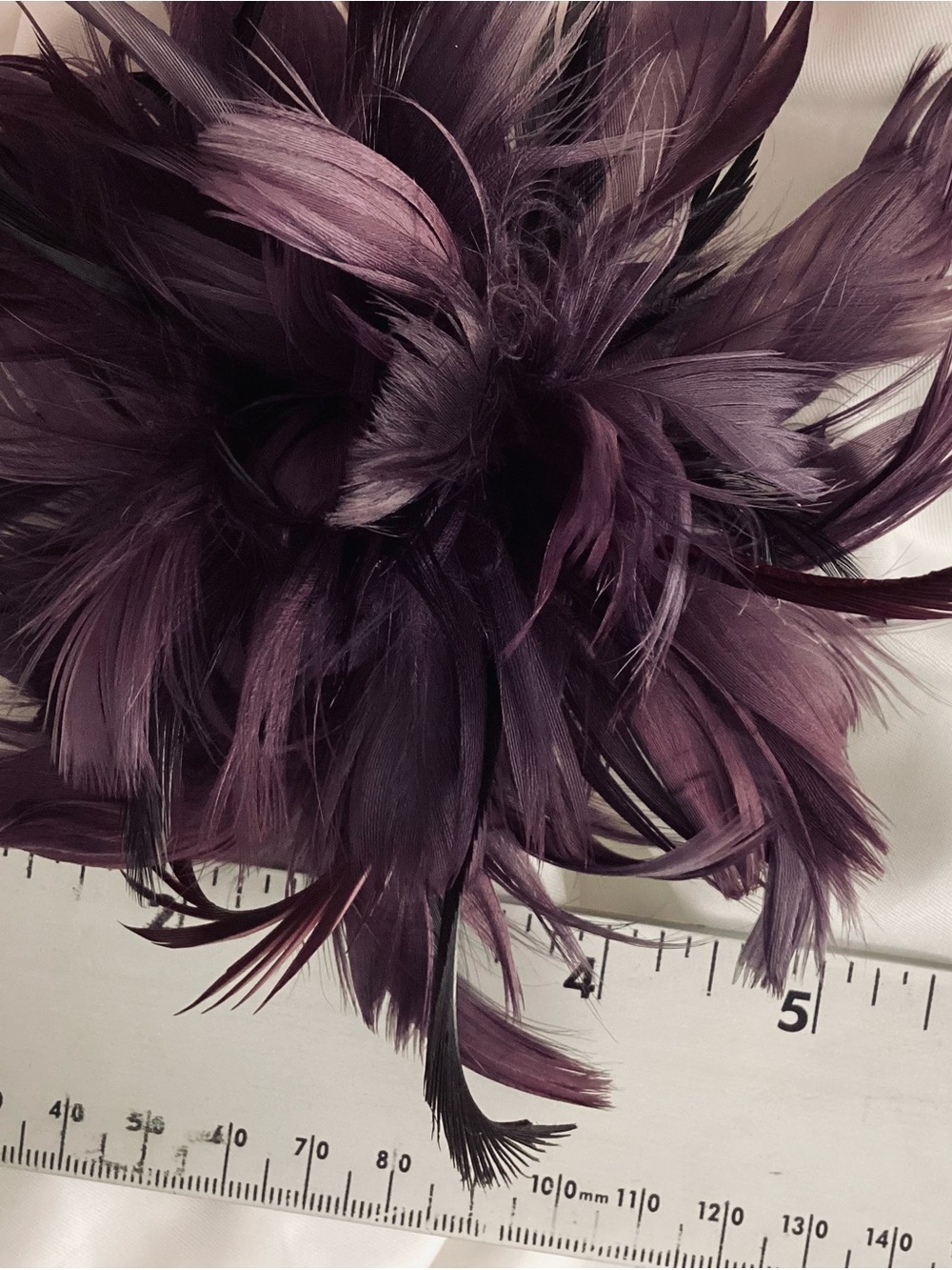 Aubergine dark Plum purple Feather Fascinator Hair Clip. Handmade in the USA. - Picture 5 of 6